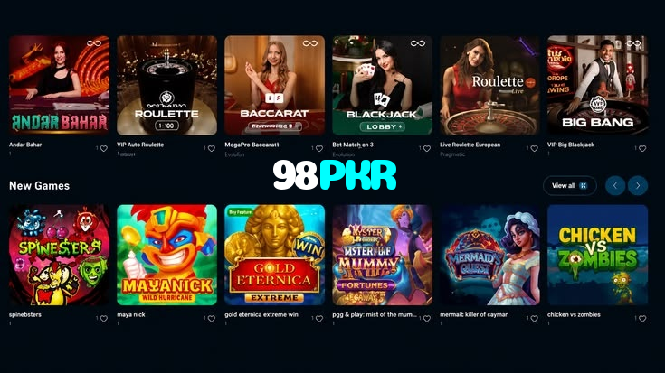 98PKR casino presented on mobile device in Pakistan with slots and live games